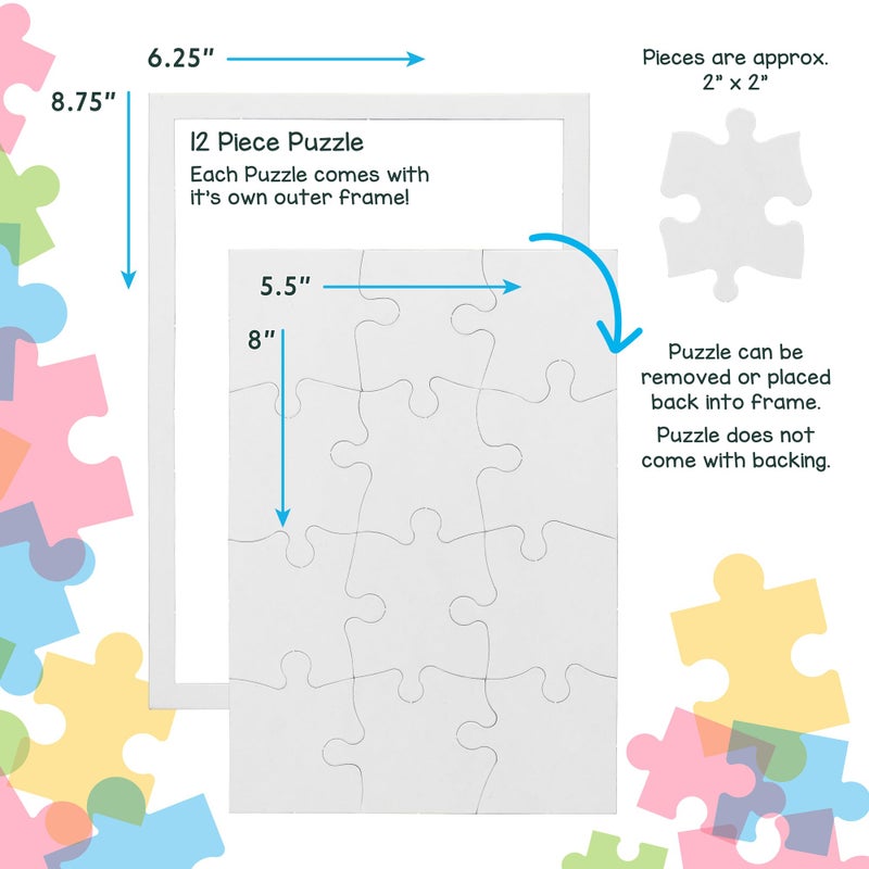 Hygloss 12 Blank Jigsaw Puzzles â€“ 5.5 x 8 Inch, 12 Pieces Each â€“ Hygloss DYI party invites, Perfect for Decorating, Kids' Activities, Arts & Crafts or Party Favors - Puzzle Pieces to Draw On for Crafts - Image 3
